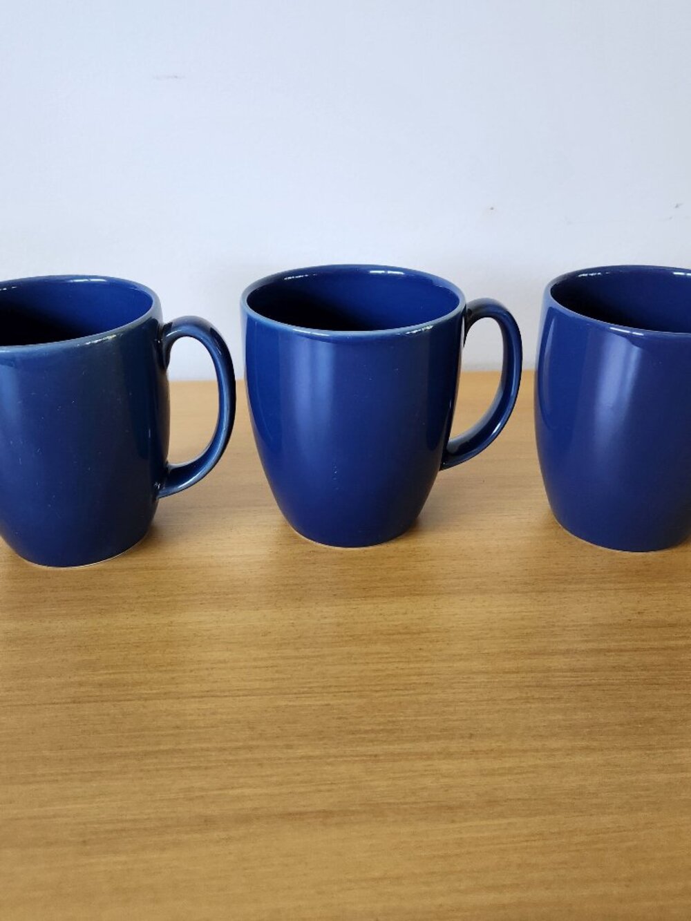 3 Corelle Stoneware Navy Blue Coffee Mugs Thailand